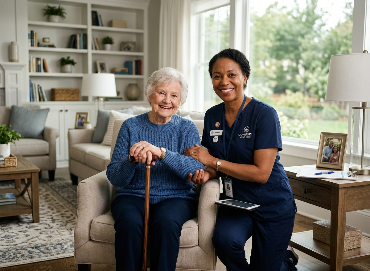Professional caregiver providing trusted and clean home care services for elderly in USA home environment