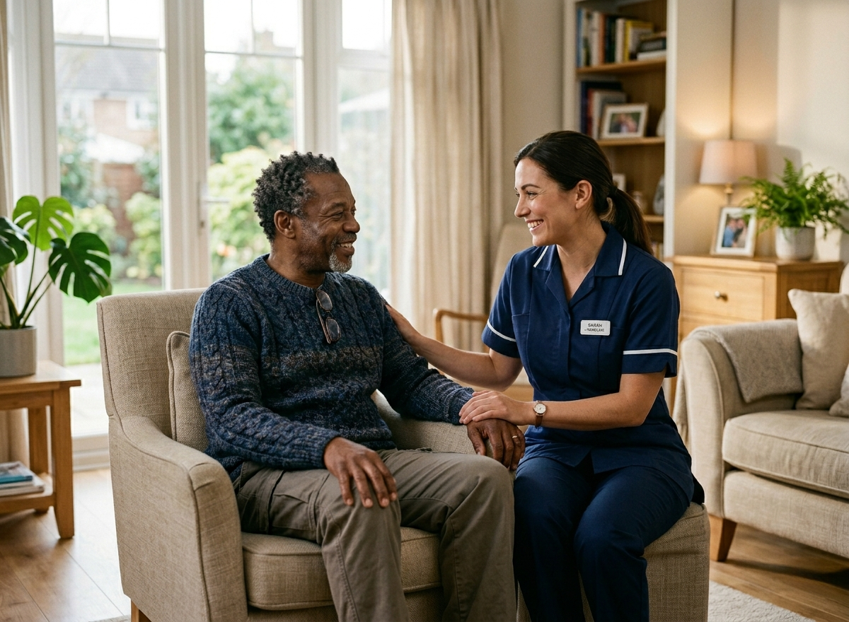 Centered caregiver providing high quality home care support to elderly client – DMV Affordable Care USA