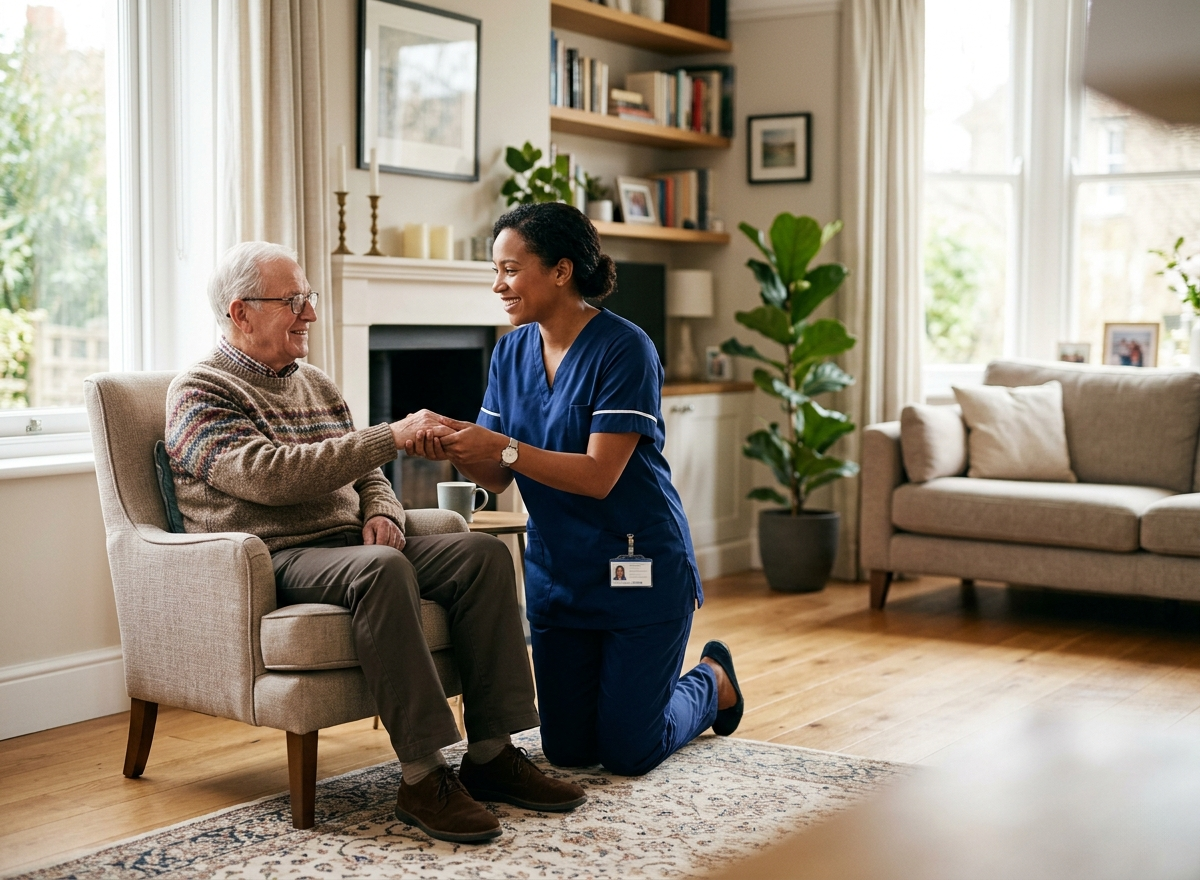 High quality home care services by caregiver assisting elderly client – DMV Affordable Care USA